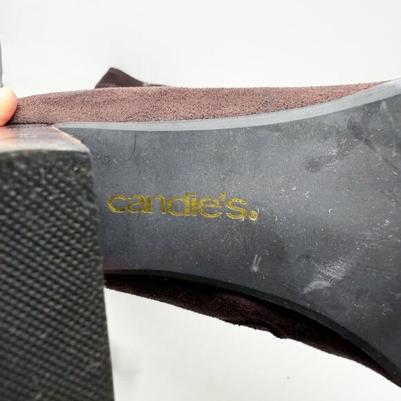 Vintage Y2K Candie’s Brown Faux Suede Knee High Boots Women's Size 10 Side Zip - Picture 7 of 10